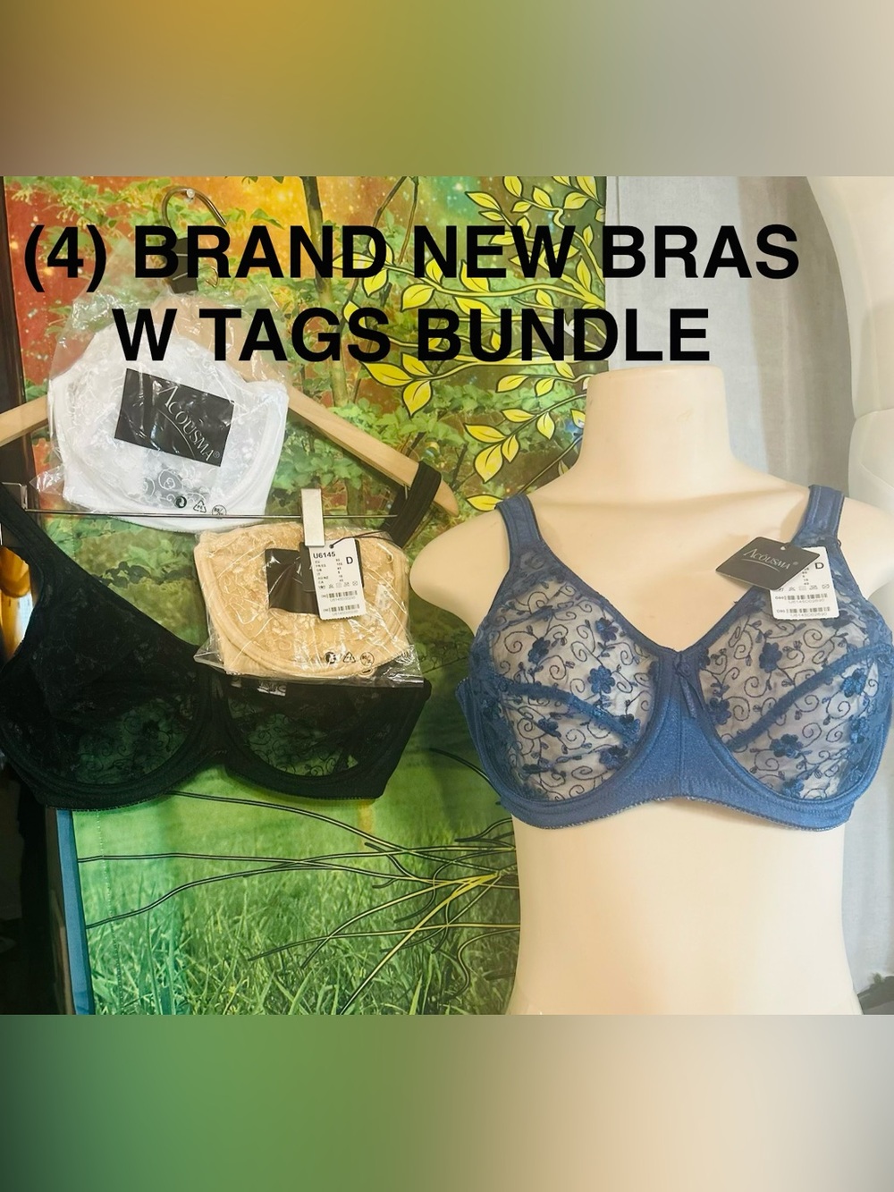 (4) Lace-Embroidered Underwire Bras in A Bundle w Classic Support! NWTs!